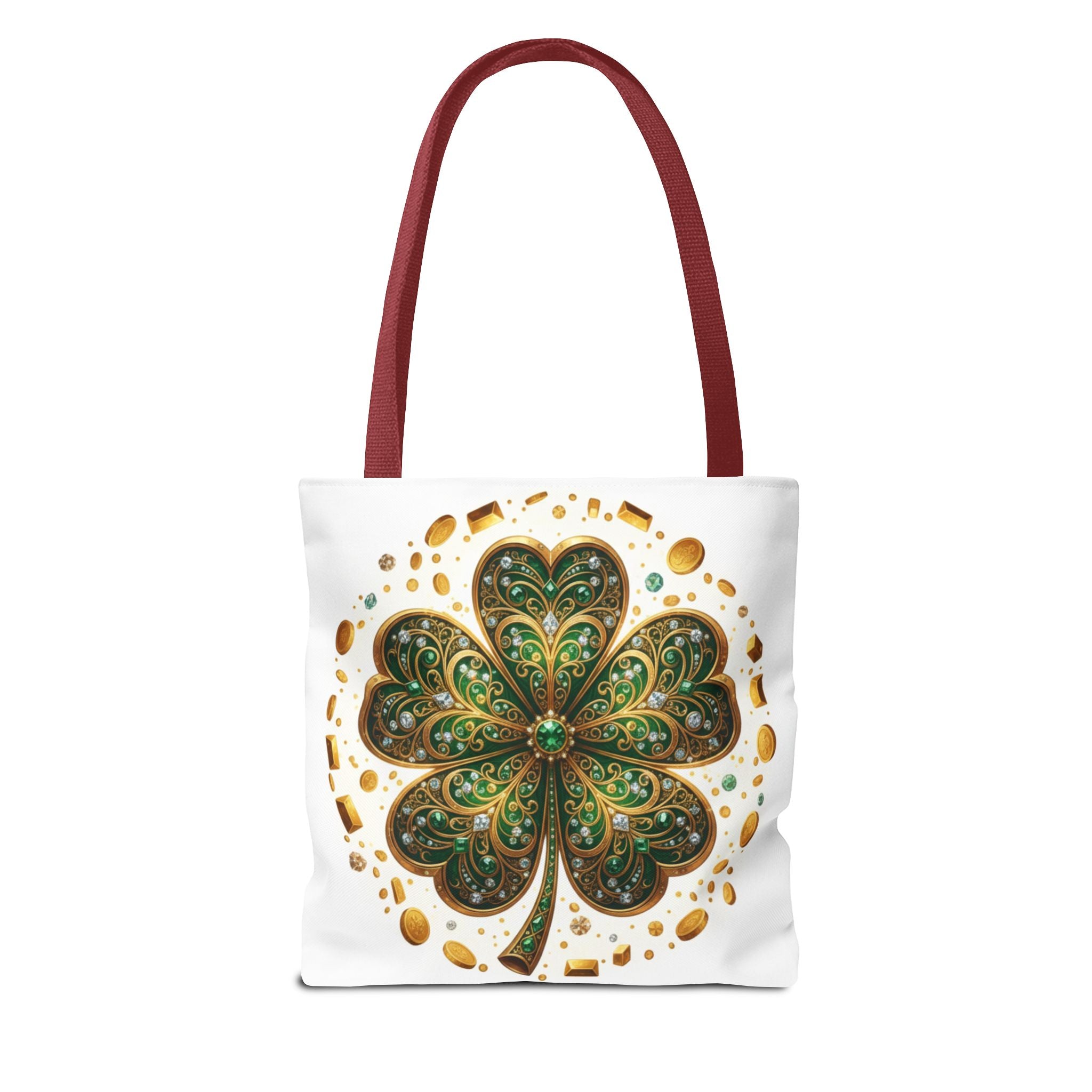 Celtic Shamrock Tote Bag — Green Four-Leaf Clover St. Patrick’s Day All-Over Print