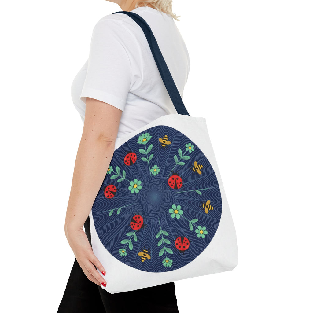 Ladybug Garden Tote Bag — Floral Circular Print AOP Tote