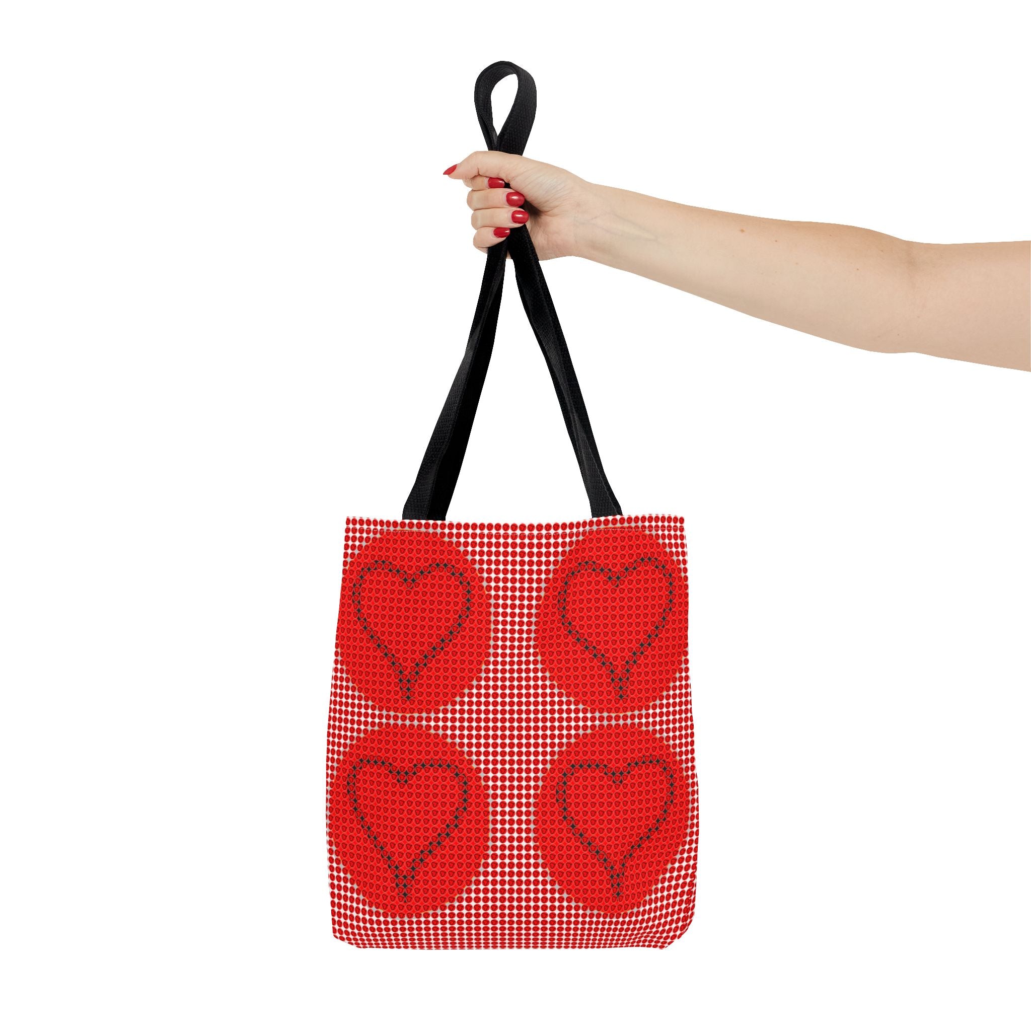 Heart Pattern Tote Bag — Red Valentine All-Over Print Canvas Tote