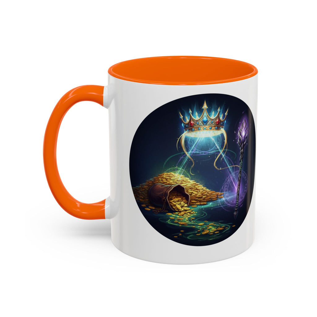 Magic Crown Coffee Mug — Fantasy Wizard Staff & Spilled Gold Accent Mug (11/15 oz)