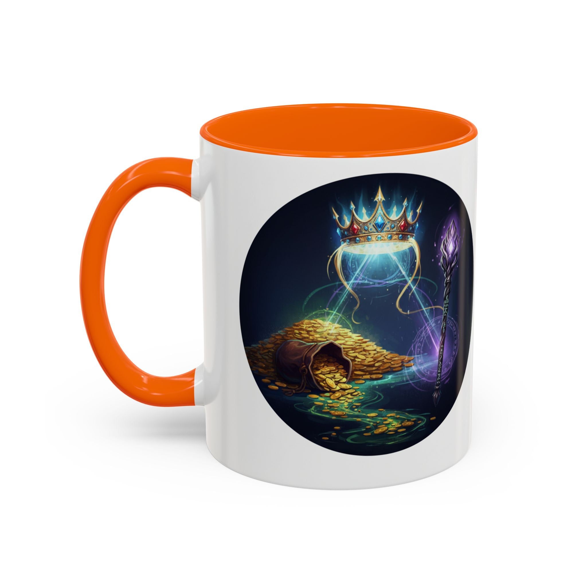 Magic Crown Coffee Mug — Fantasy Wizard Staff & Spilled Gold Accent Mug (11/15 oz)