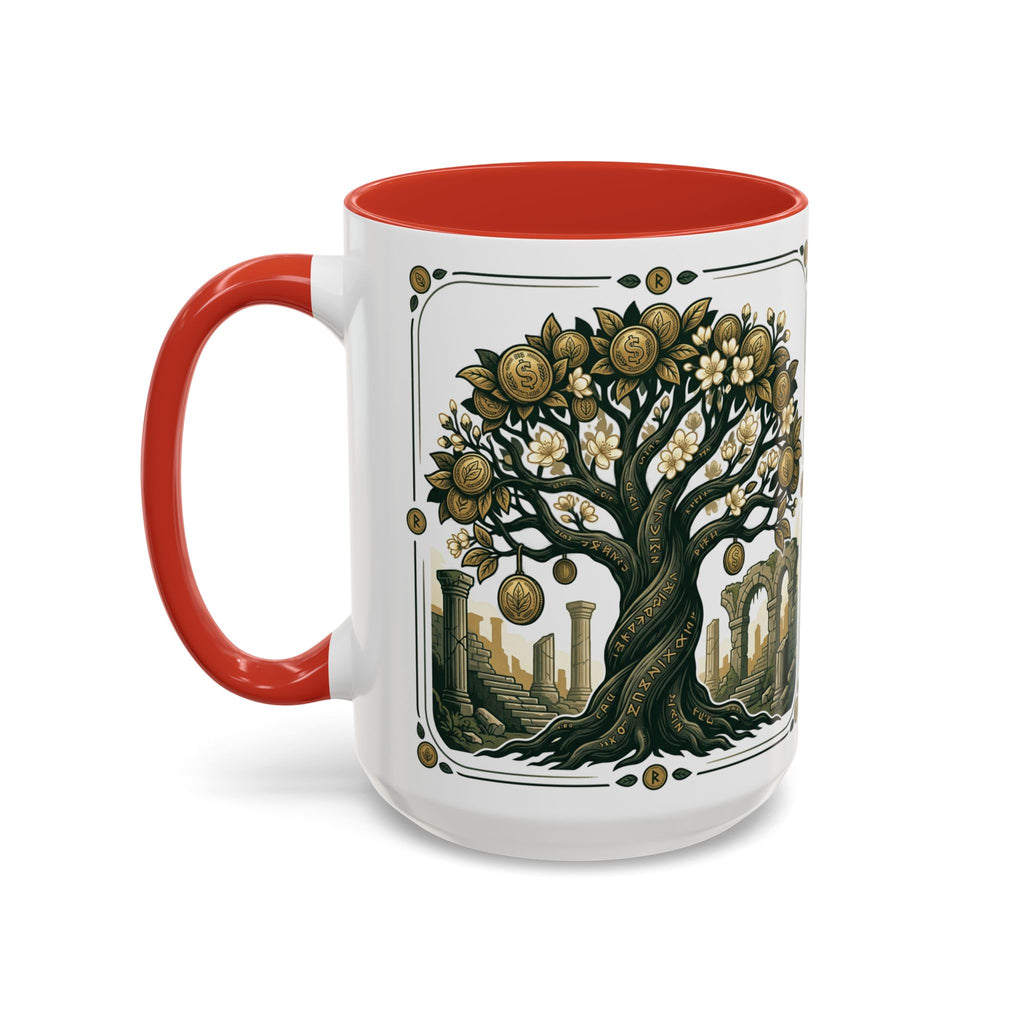 Ornate Tree of Coins Coffee Mug — Gold Ruins Accent Ceramic Mug (11/15oz)