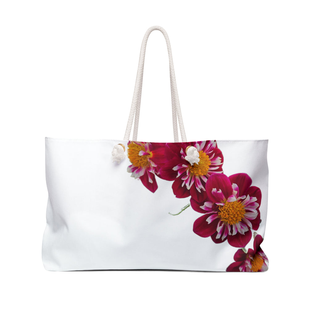 Floral Weekender Bag – Red Dahlia Petal Travel Tote