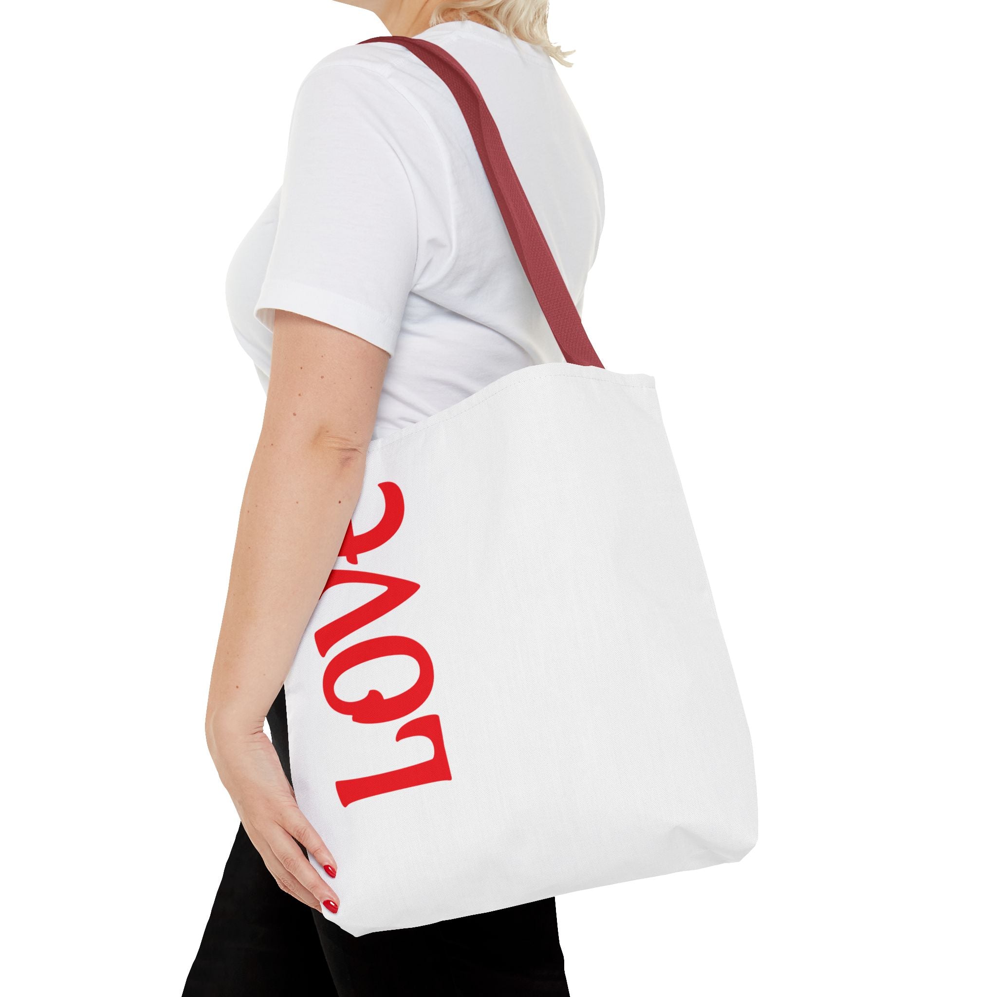 LOVE Vertical Red Tote Bag – Romantic Valentine’s Day Canvas Tote