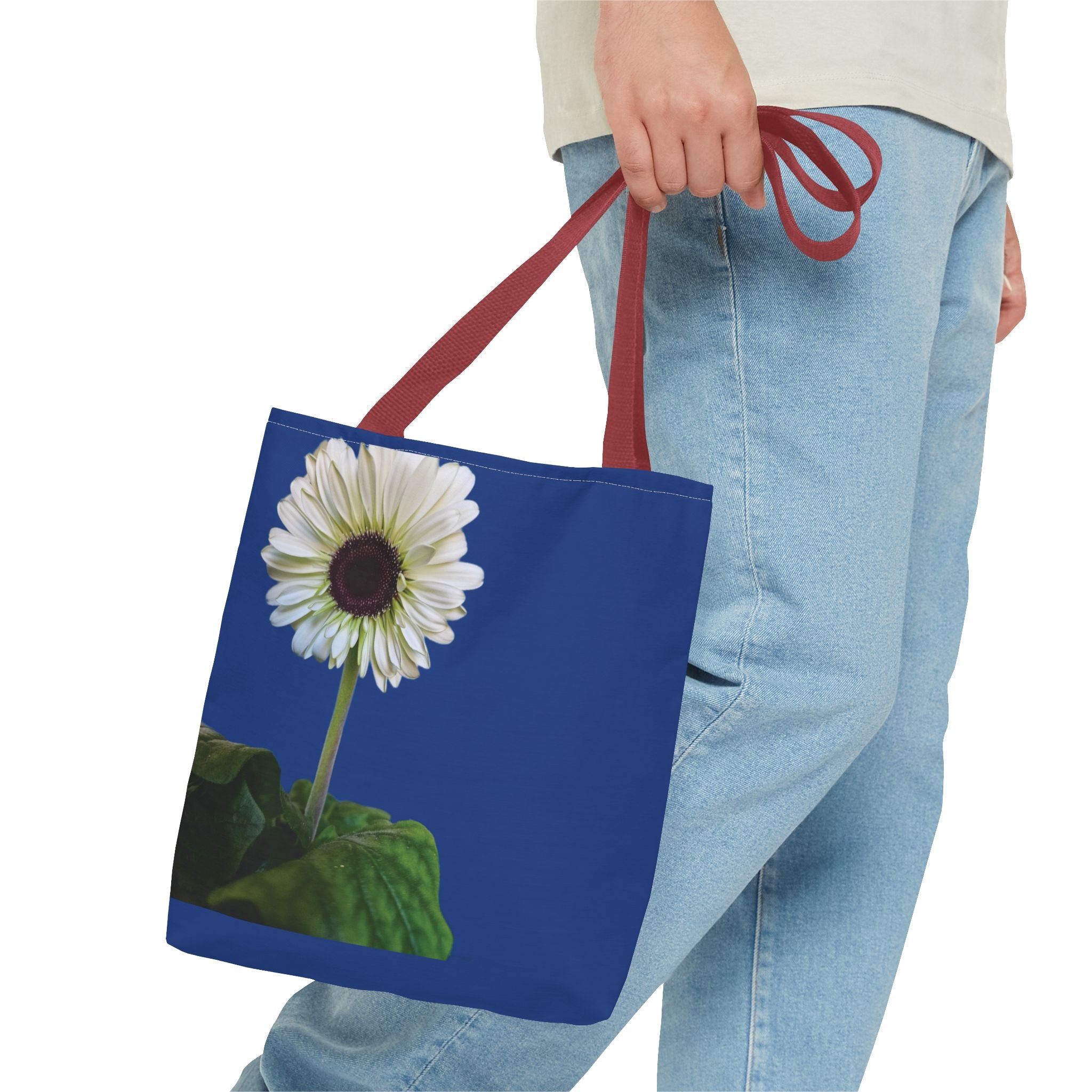 Daisy Print Tote Bag — White Floral All-Over-Print Canvas Tote
