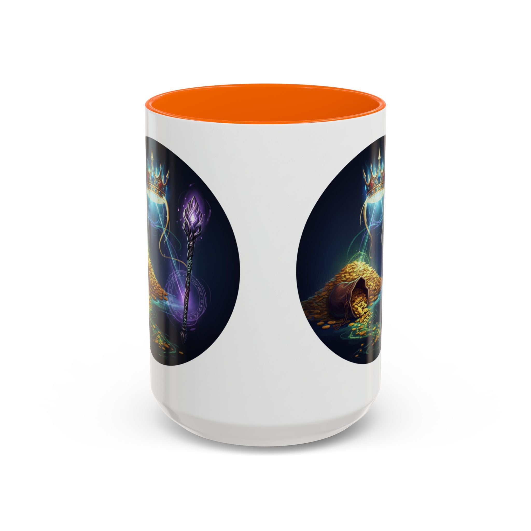 Magic Crown Coffee Mug — Fantasy Wizard Staff & Spilled Gold Accent Mug (11/15 oz)