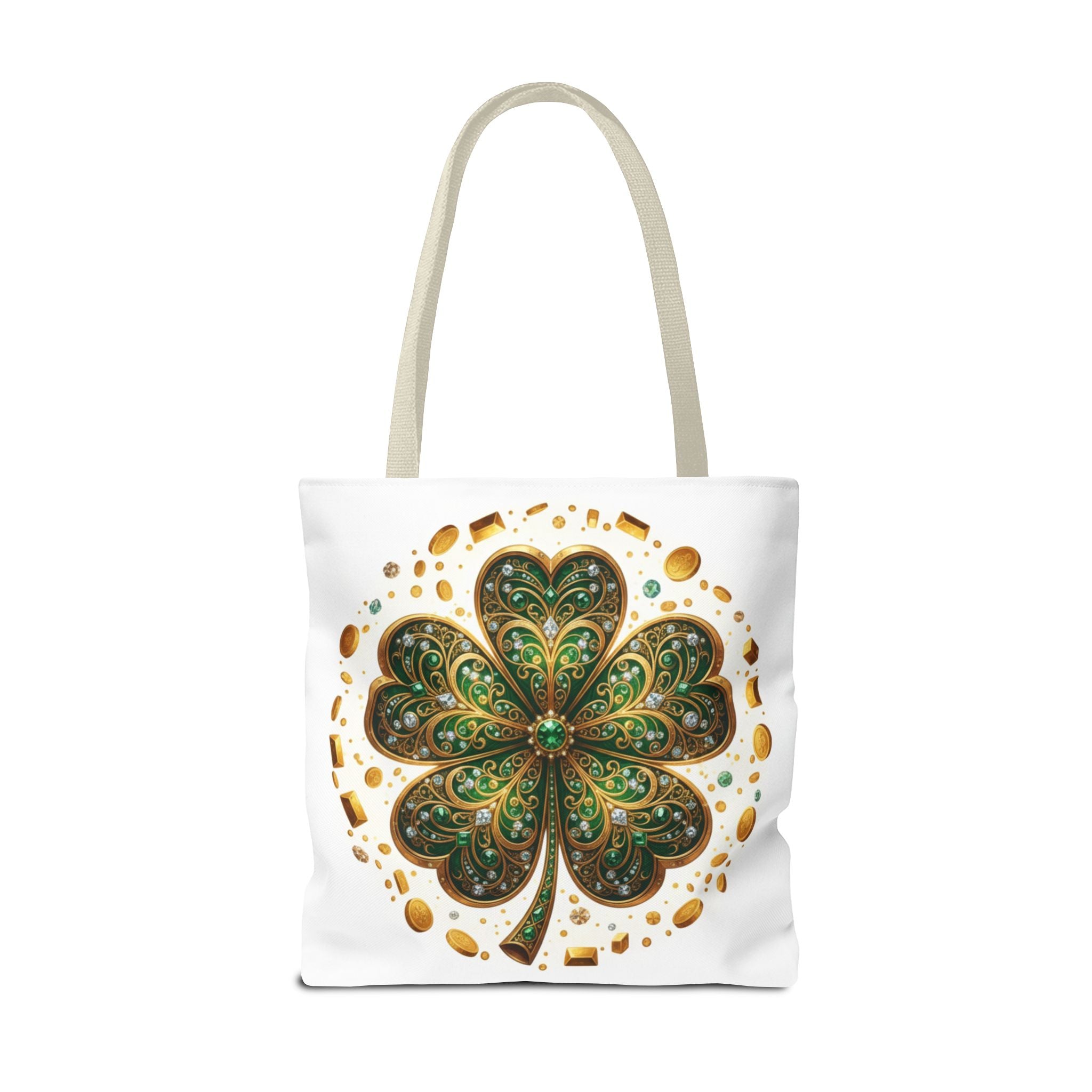 Celtic Shamrock Tote Bag — Green Four-Leaf Clover St. Patrick’s Day All-Over Print