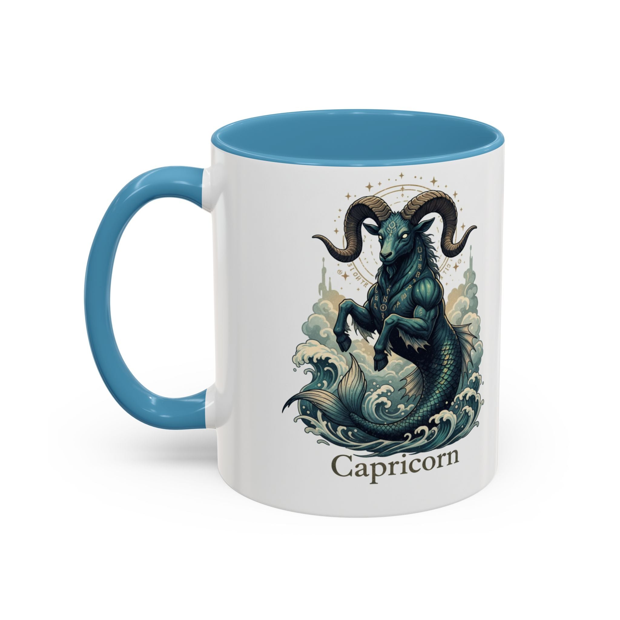 Capricorn Sea-Goat Accent Coffee Mug — Zodiac Astrology Ceramic Gift (11/15oz)