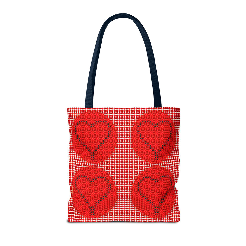 Heart Pattern Tote Bag — Red Valentine All-Over Print Canvas Tote