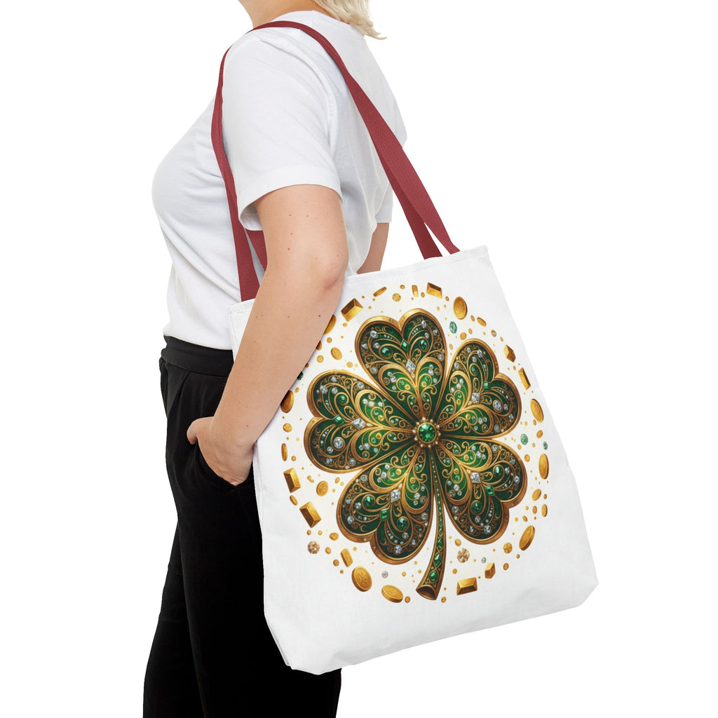 Celtic Shamrock Tote Bag — Green Four-Leaf Clover St. Patrick’s Day All-Over Print