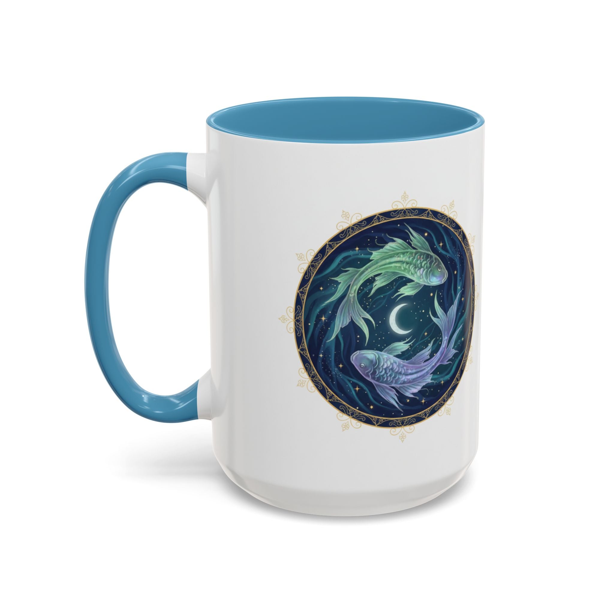 Koi Yin Yang Coffee Mug — Celestial Fish Moon Ceramic Accent Mug (11/15oz)