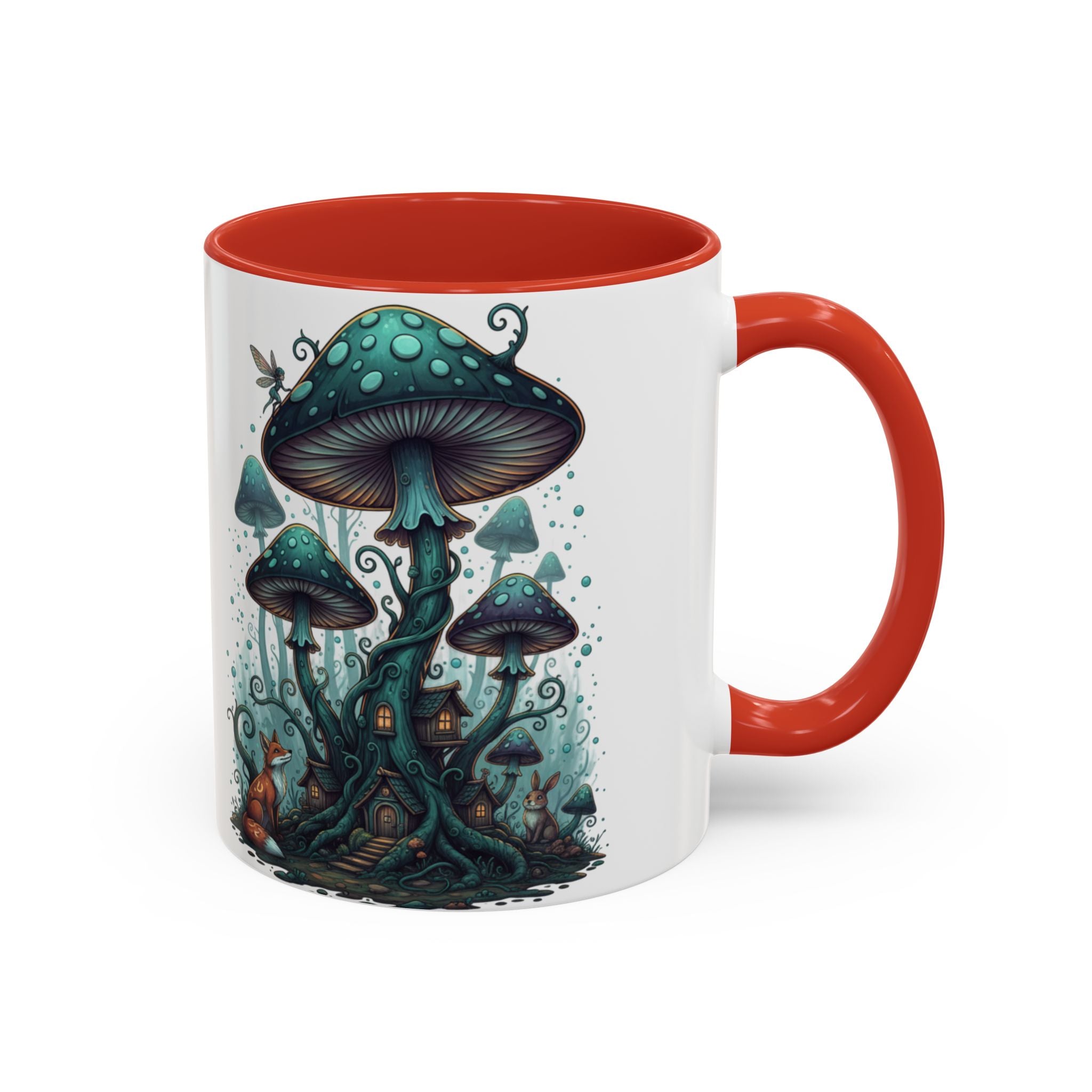 Enchanted Mushroom Cottage Coffee Mug — Fantasy Forest Accent Mug