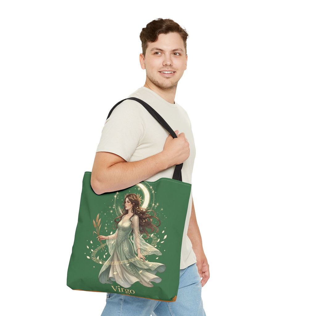 Mystic Moon Goddess Tote Bag — Ethereal Green All-Over Print Tote
