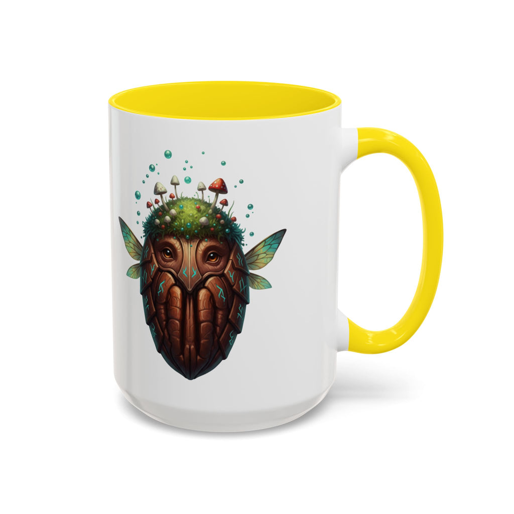 Mushroom Forest Mask Accent Coffee Mug — Fantasy Woodland Creature 11/15oz