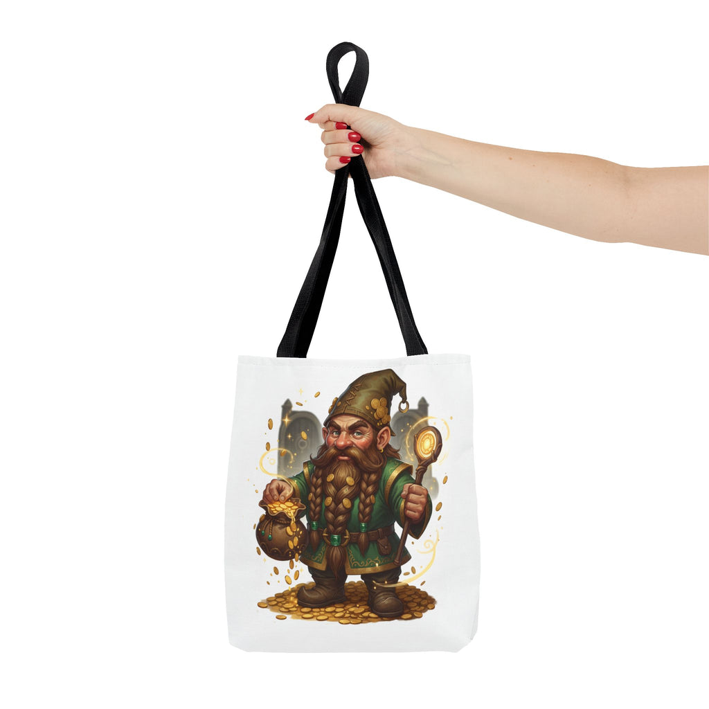 Gnome Goldkeeper Tote Bag – Fantasy Dwarf Coin Lover All-Over Print Tote