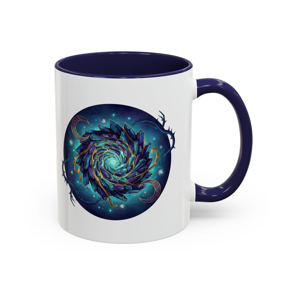 Galaxy Feather Spiral Accent Mug — Cosmic Boho Coffee Cup (11/15oz)