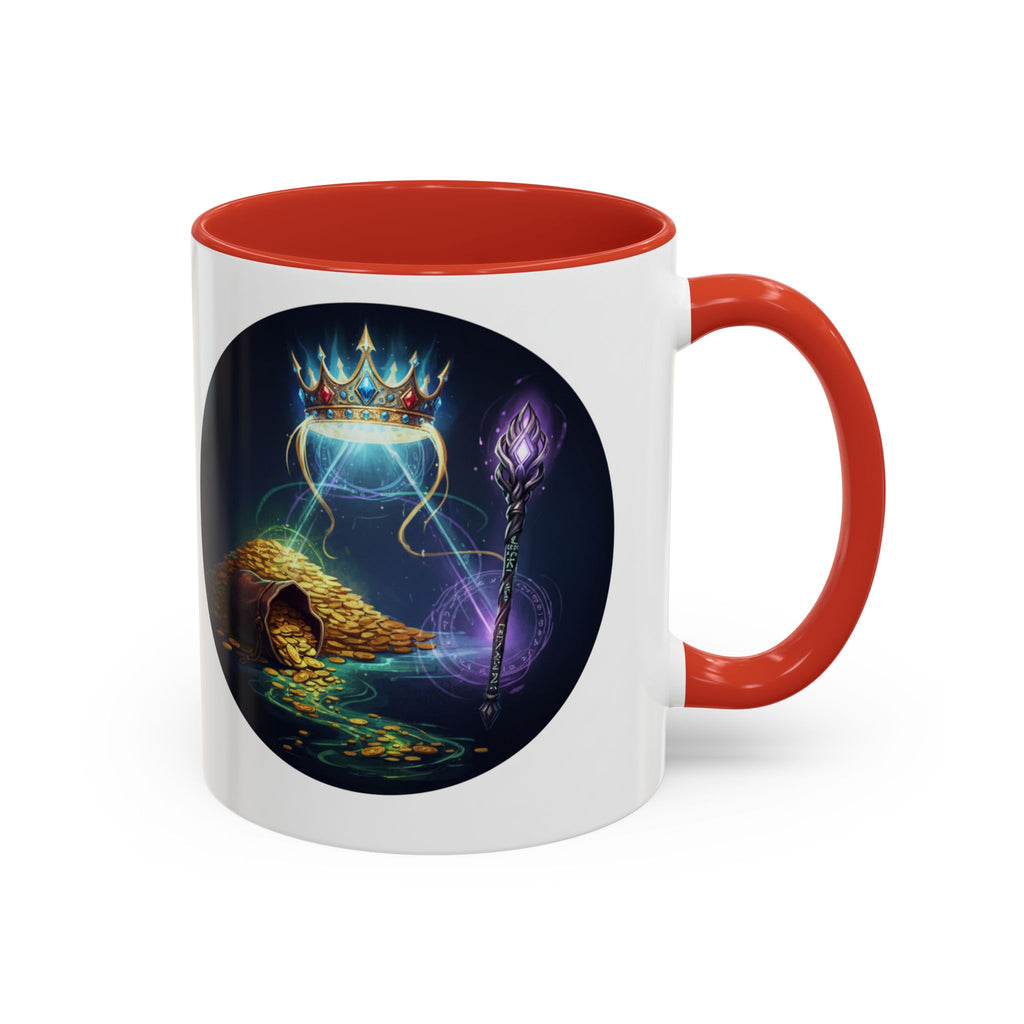 Magic Crown Coffee Mug — Fantasy Wizard Staff & Spilled Gold Accent Mug (11/15 oz)