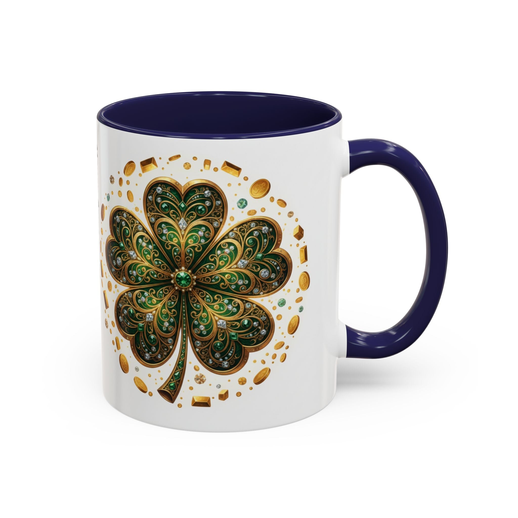 St. Patrick's Shamrock Coffee Mug — "Money Flows to Me" Lucky Charm Accent Mug