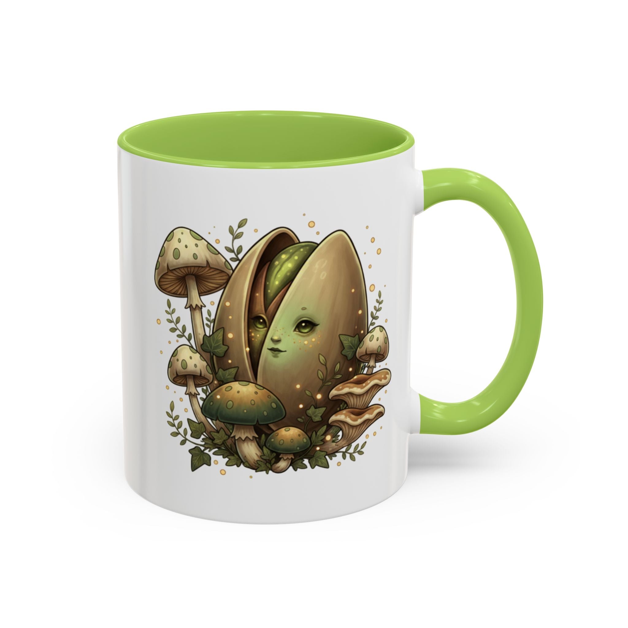Mushroom Forest Accent Coffee Mug — Cute Woodland Fungi Design (11/15oz)