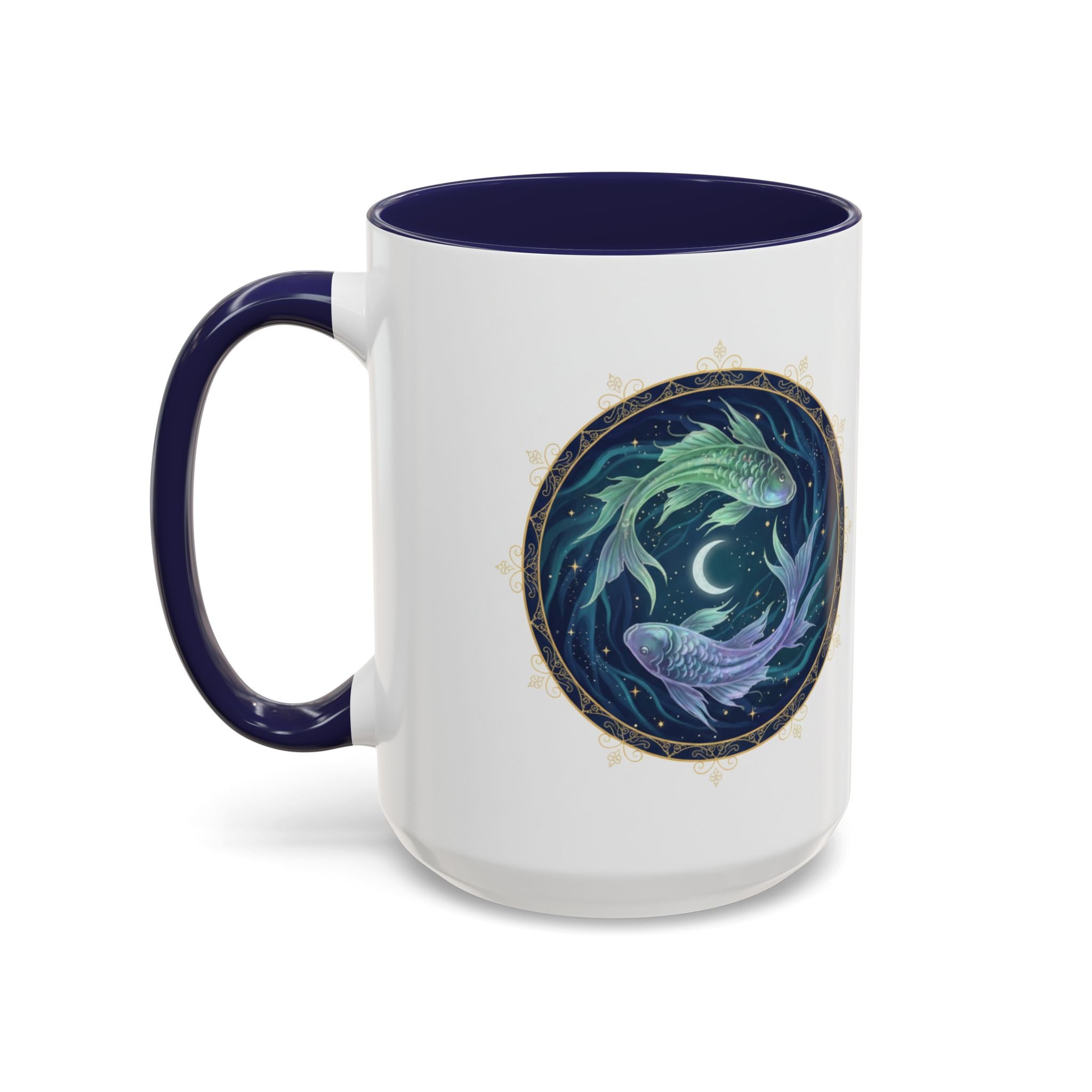 Koi Yin Yang Coffee Mug — Celestial Fish Moon Ceramic Accent Mug (11/15oz)