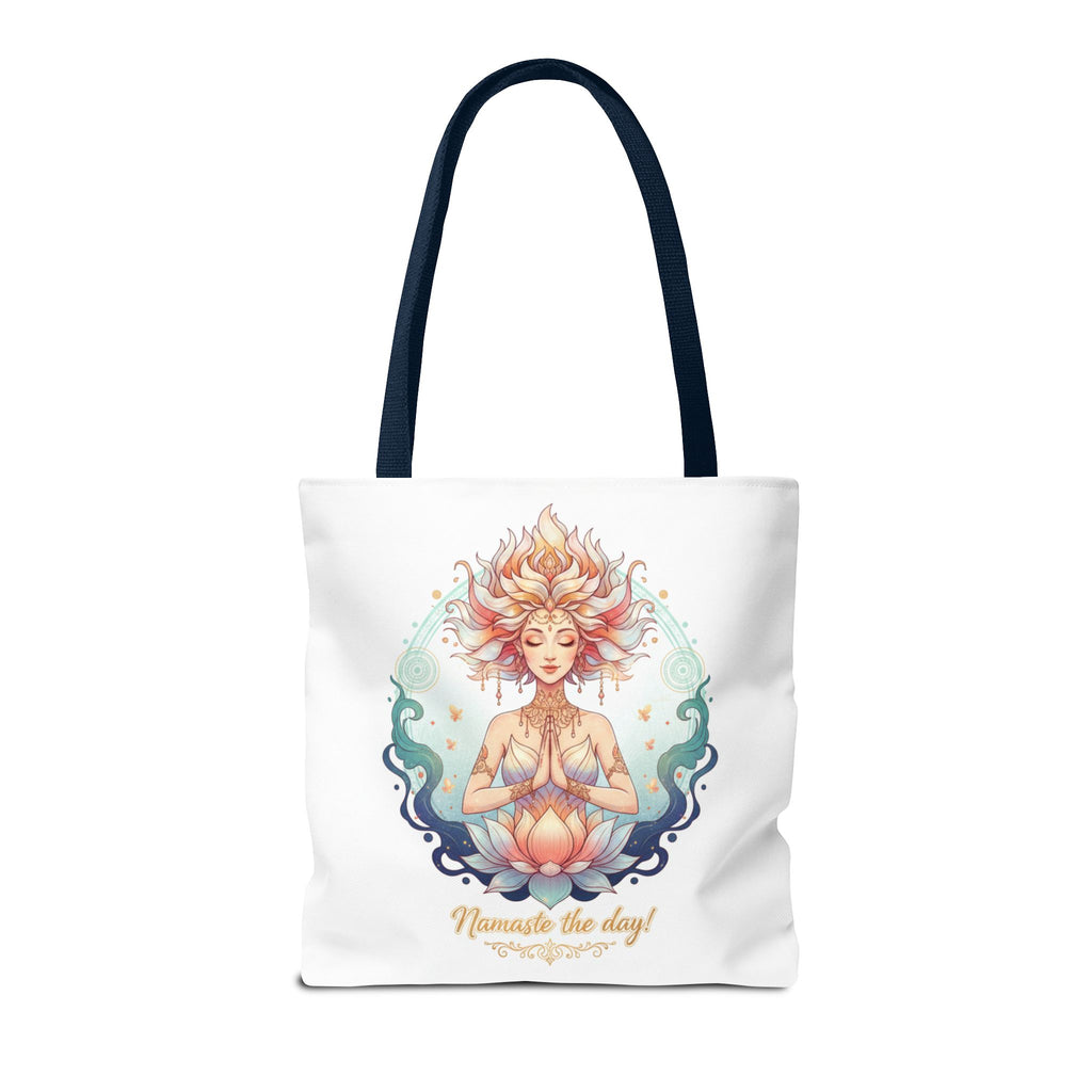Yoga Lotus Tote Bag — "Namaste the day!" Meditation Canvas Tote