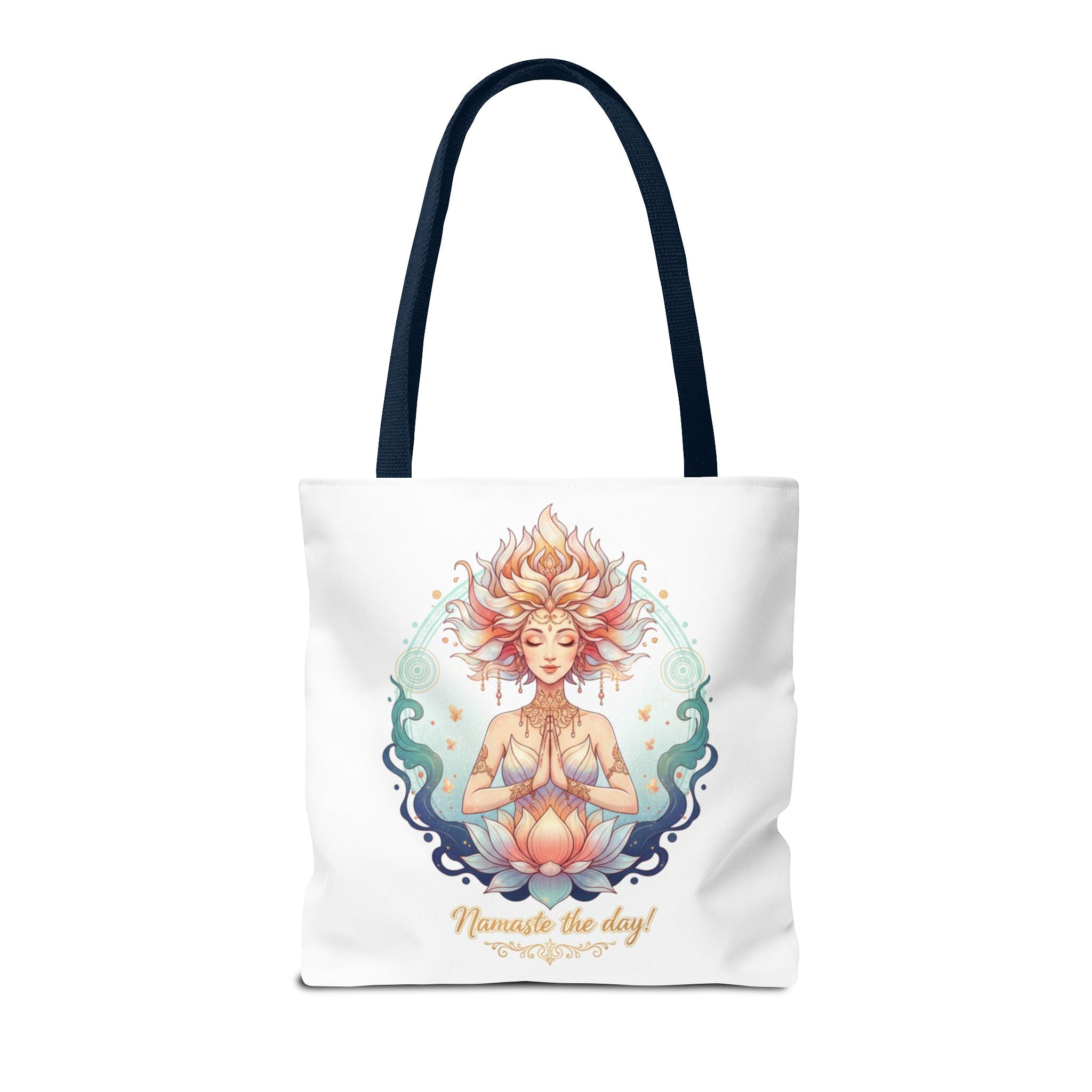 Yoga Lotus Tote Bag — "Namaste the day!" Meditation Canvas Tote