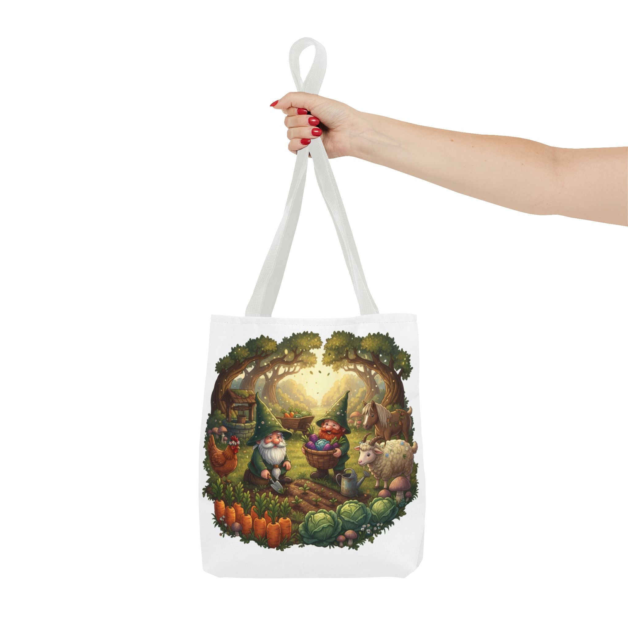Gnome Garden Tote Bag — Whimsical Woodland Market Illustration