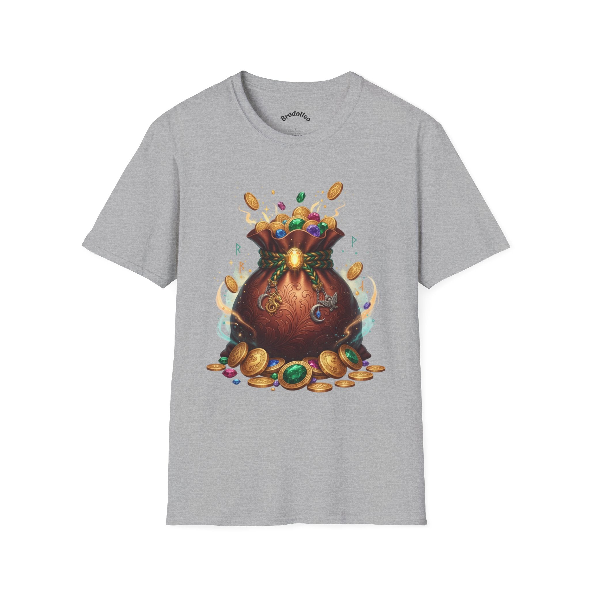 Treasure Pouch T-Shirt — Gold Coins & Gems Fantasy Graphic Tee