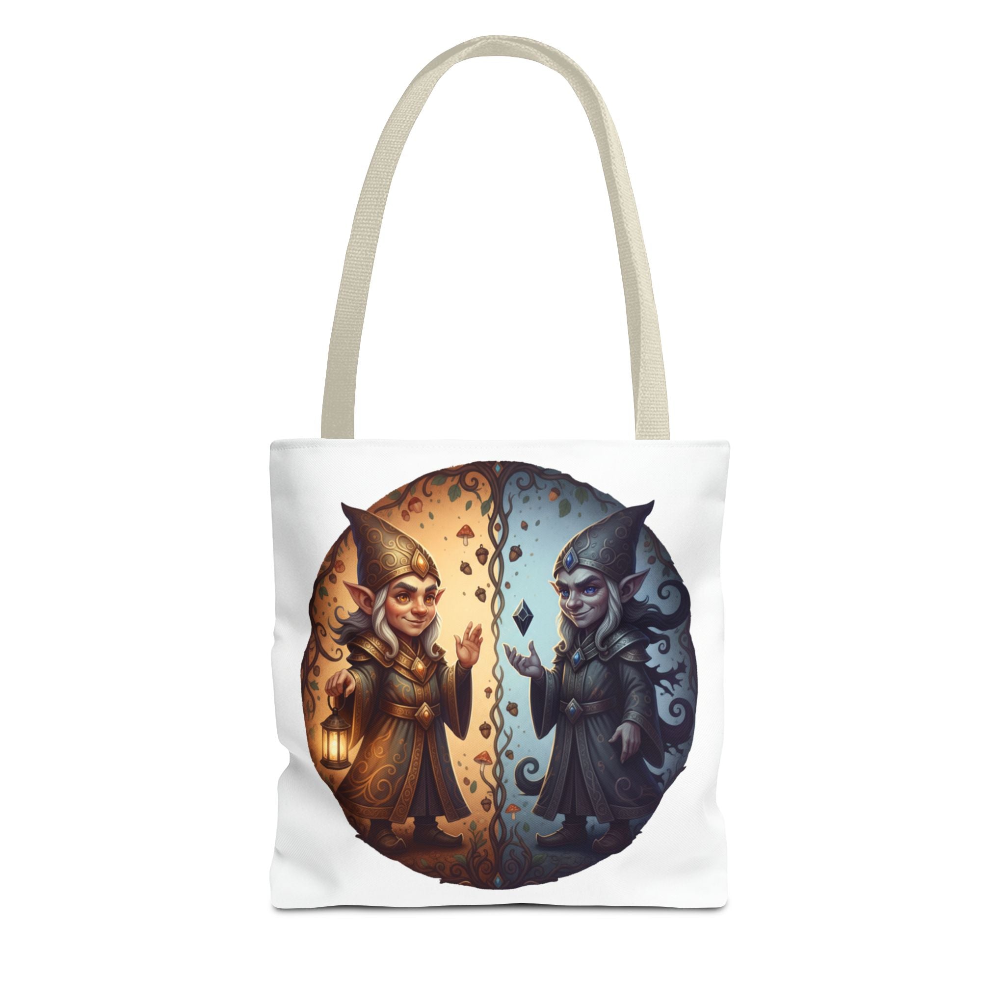 Gnome Duality Tote Bag — Day & Night Fantasy Illustration