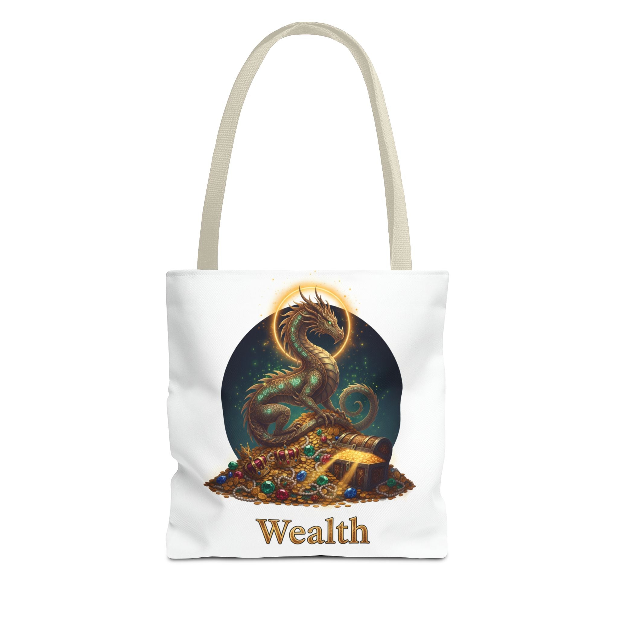 Wealth Dragon Tote Bag — Fantasy Dragon Treasure Illustration Tote