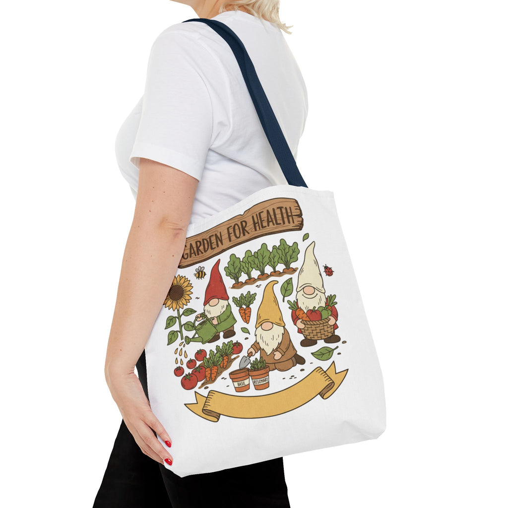 Garden Gnome Tote Bag - "Garden For Health" Cute Eco Shopper
