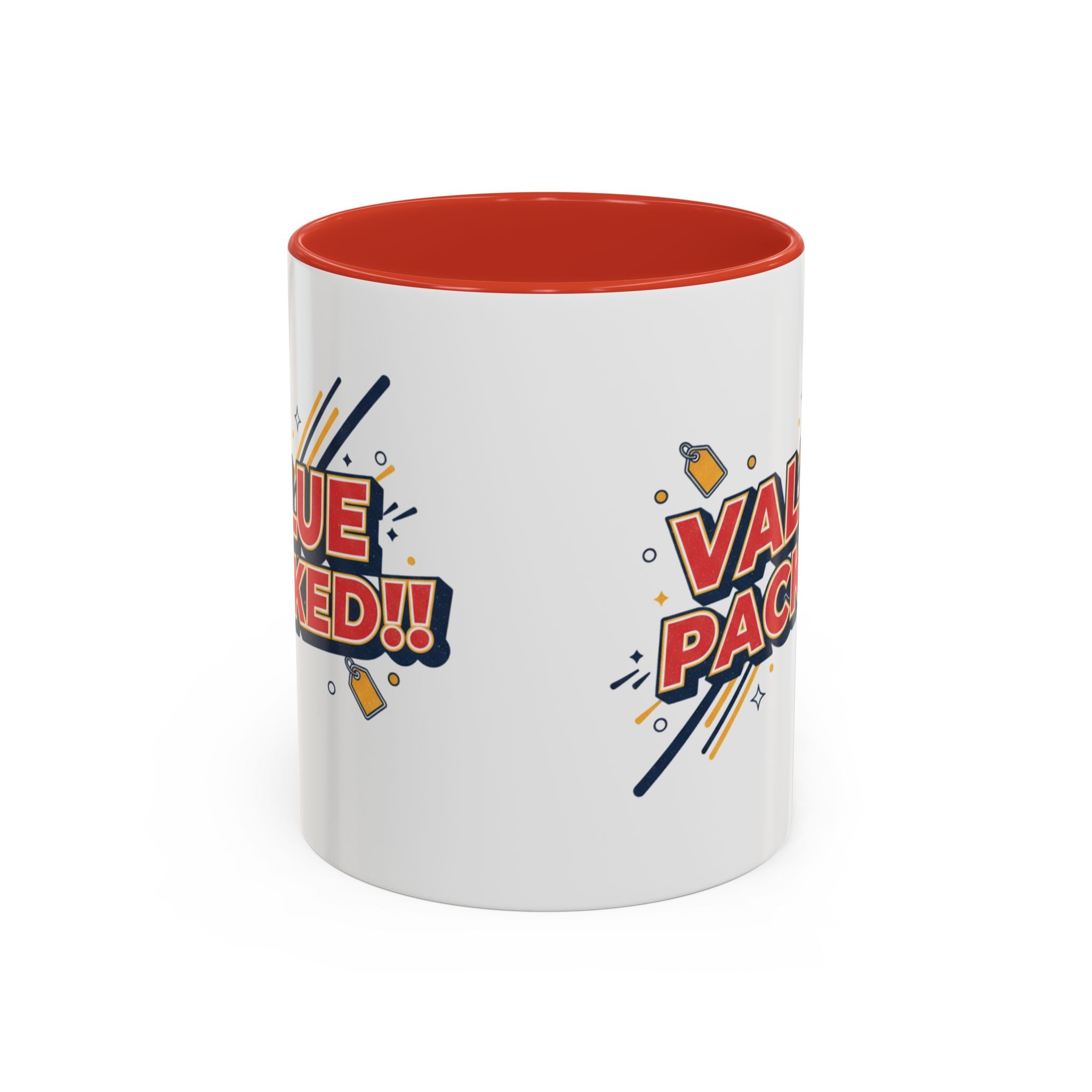 Value Packed!! Accent Coffee Mug — Bold Retro Comic Graphic (11/15 oz)