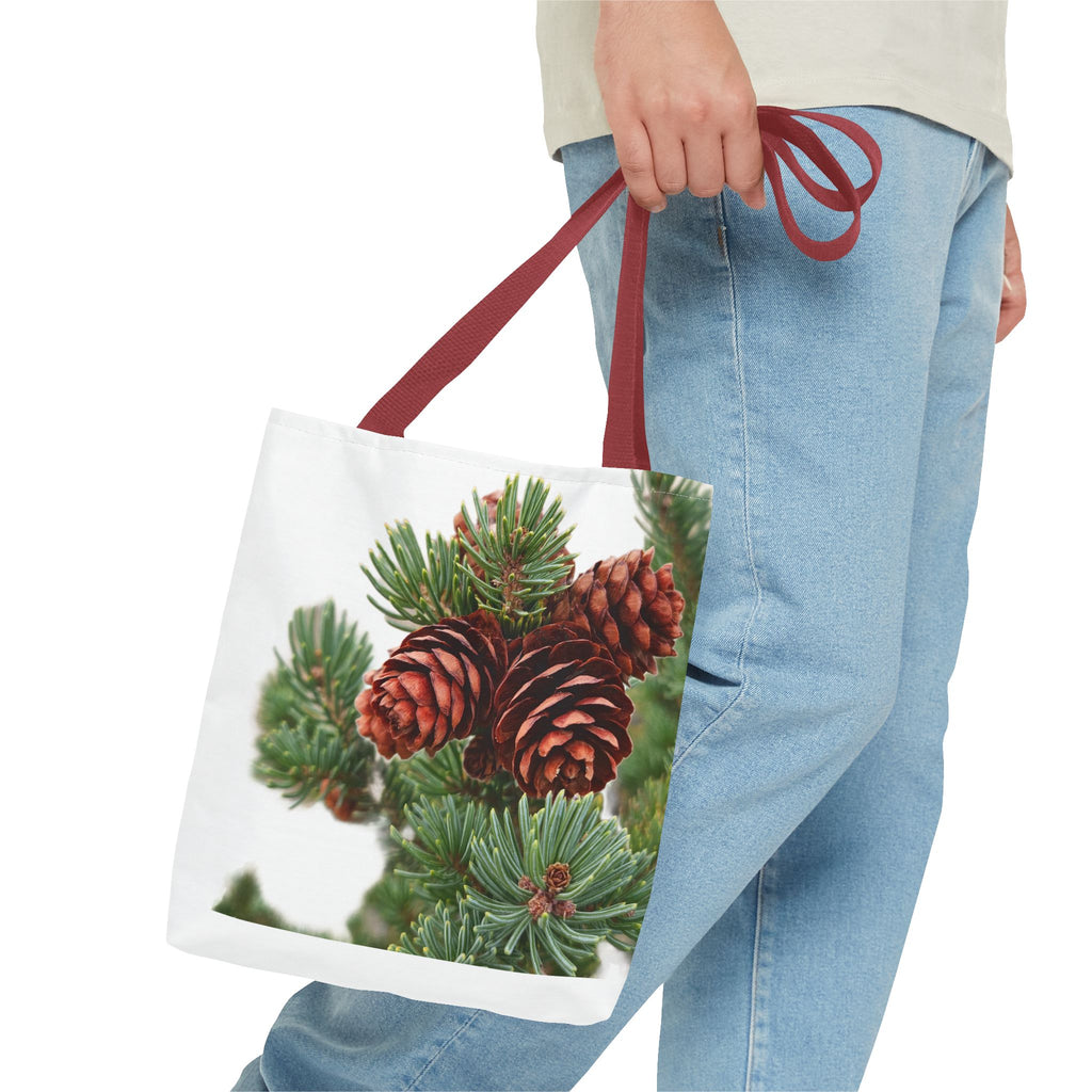 Pinecone Winter Tote Bag — Botanical Evergreen Holiday Market Bag