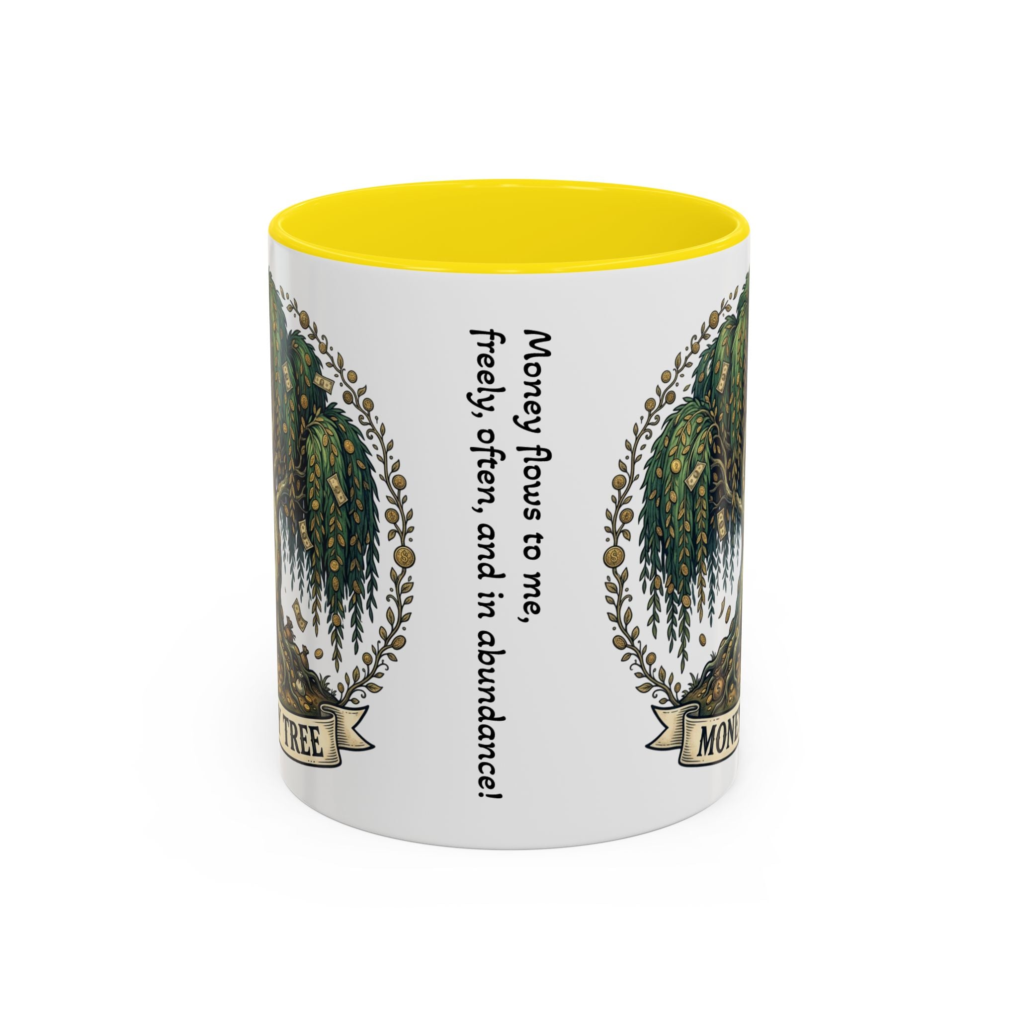 Money Tree Accent Coffee Mug — Inspirational 11/15oz Ceramic Mug with "Money Tree" Design