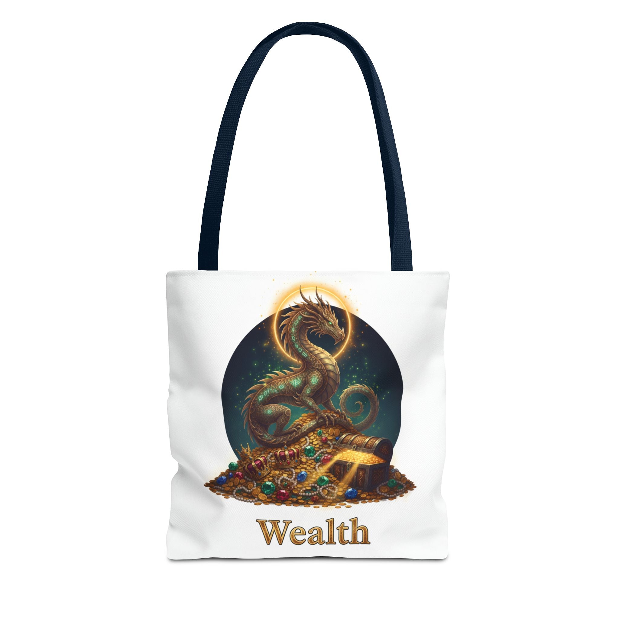 Wealth Dragon Tote Bag — Fantasy Dragon Treasure Illustration Tote