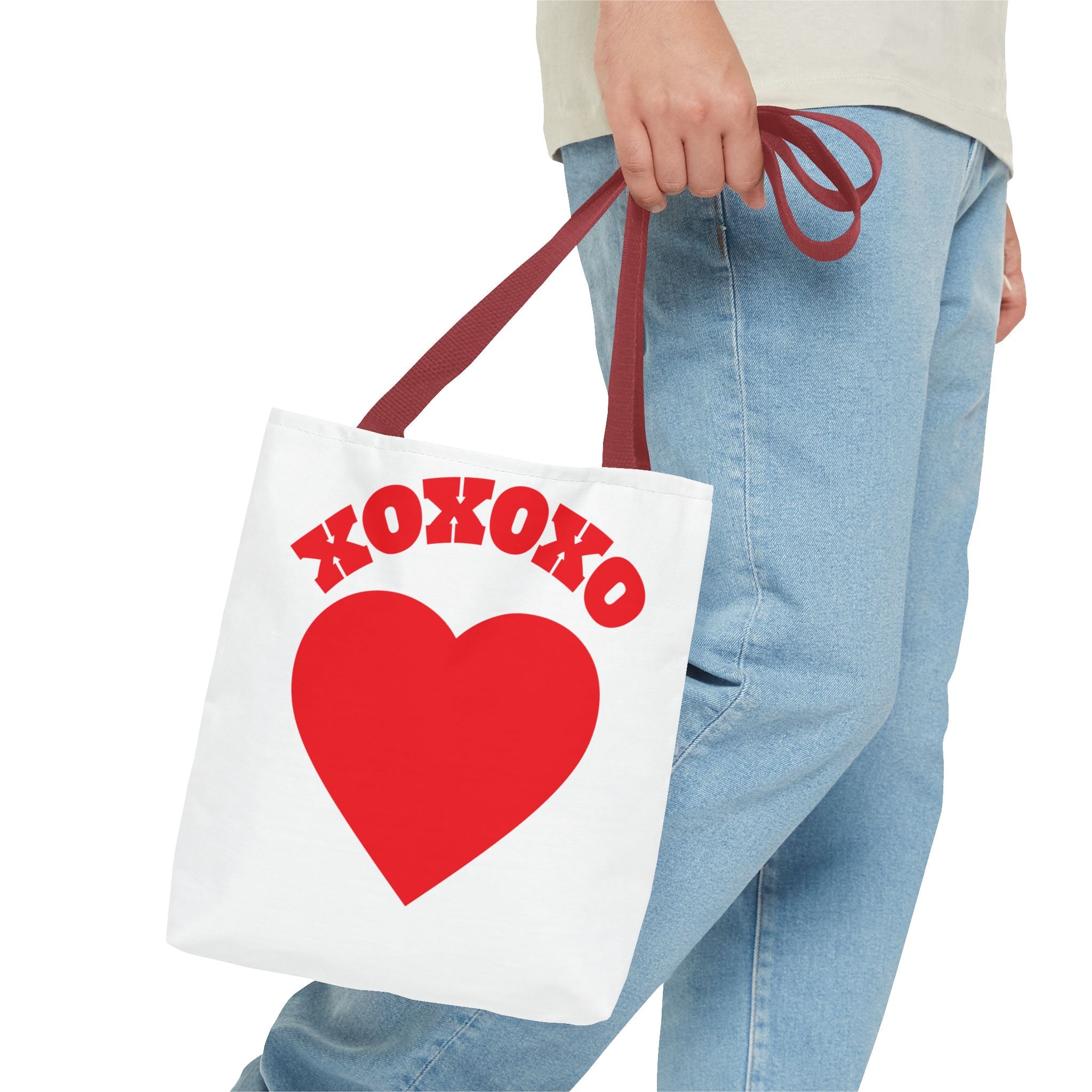 Valentine Heart 'XOXOXO' Tote Bag — Romantic Red Heart Canvas Tote for Valentine's Day