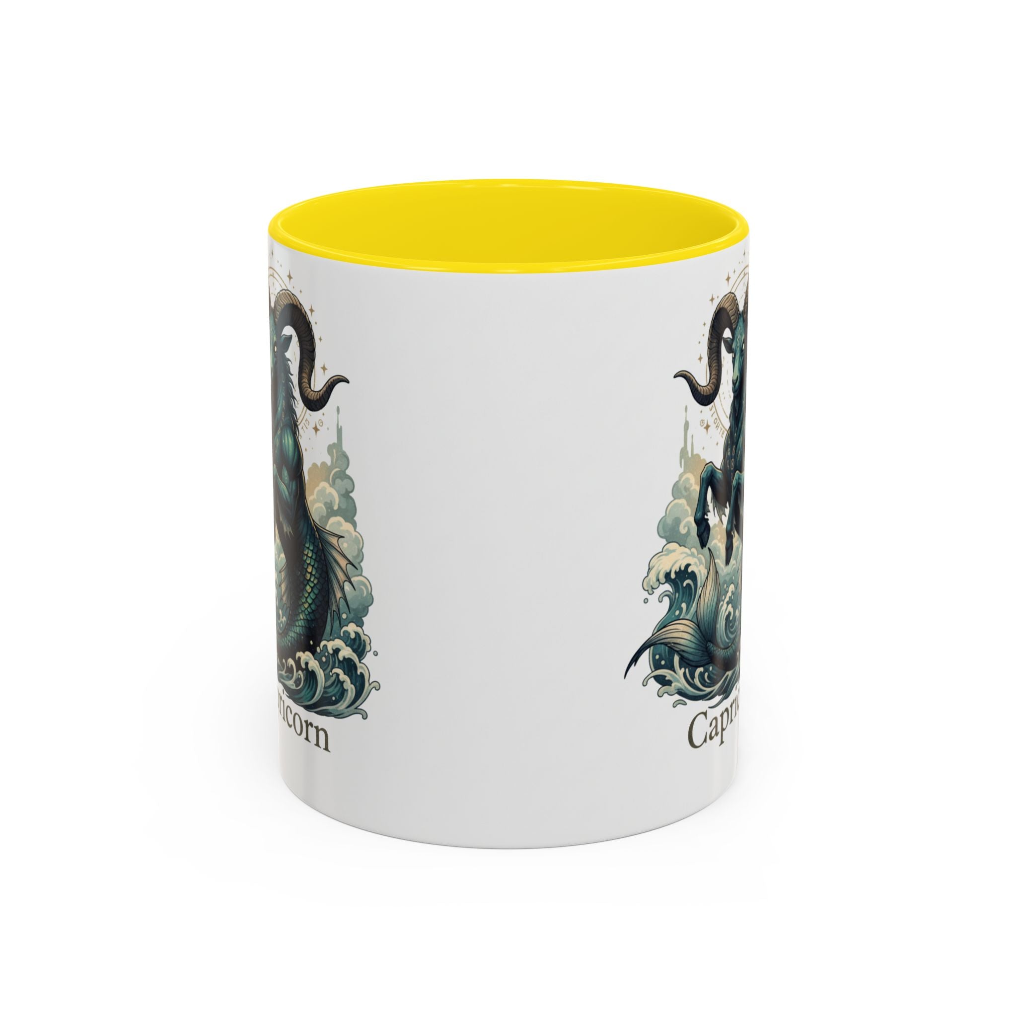 Capricorn Sea-Goat Accent Coffee Mug — Zodiac Astrology Ceramic Gift (11/15oz)