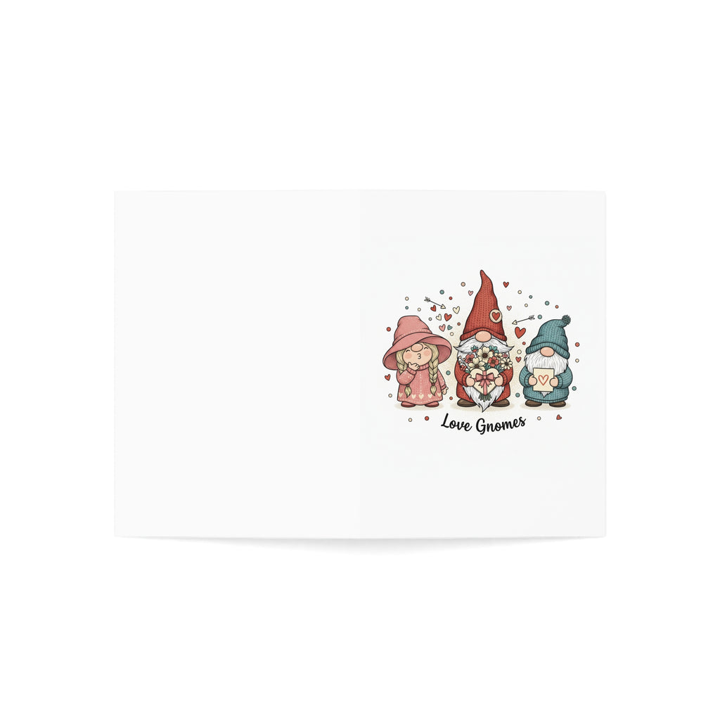 Love Gnomes Greeting Card — Cute Gnome Friends Valentine/Anniversary Card (1/10/30/50 pcs)