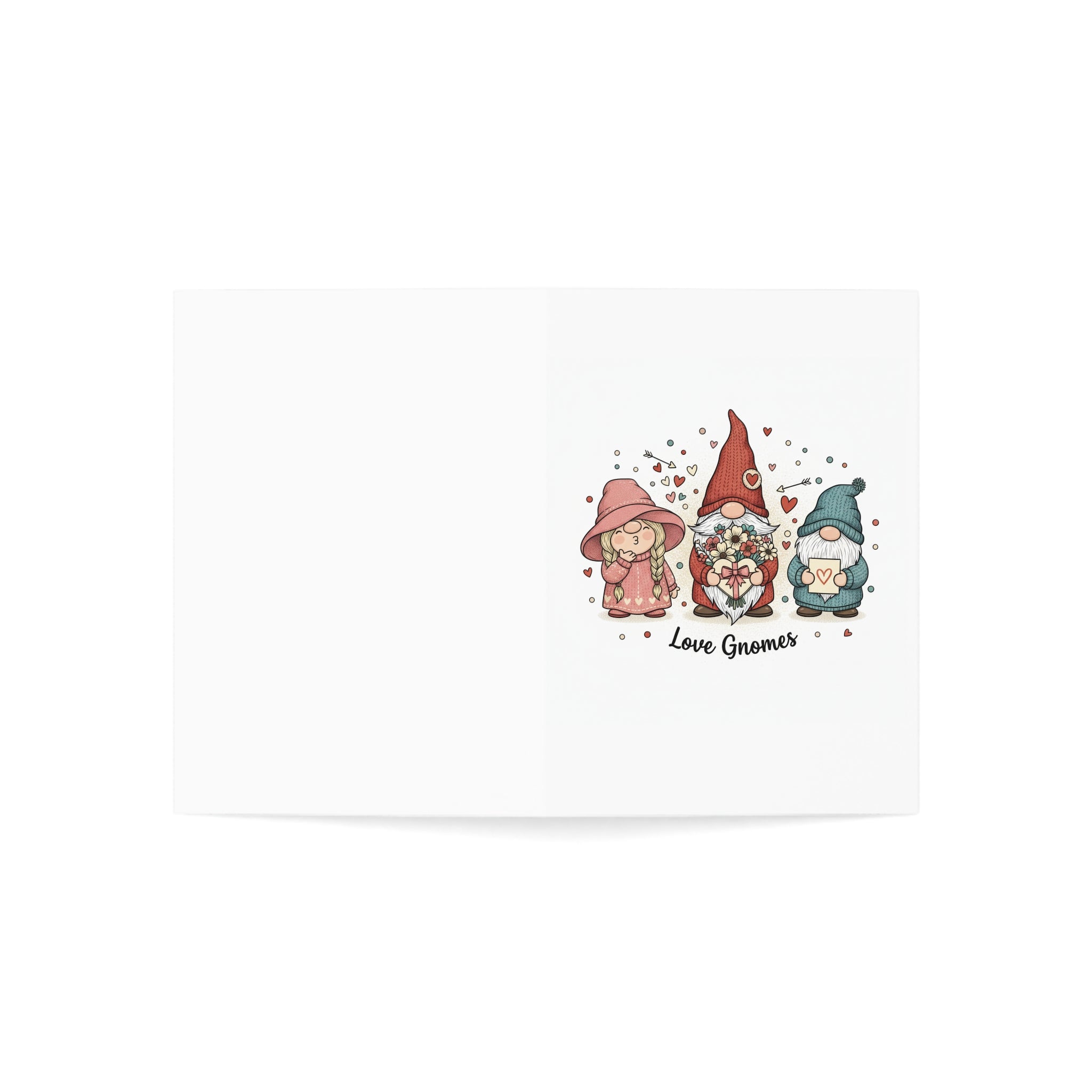 Love Gnomes Greeting Card — Cute Gnome Friends Valentine/Anniversary Card (1/10/30/50 pcs)