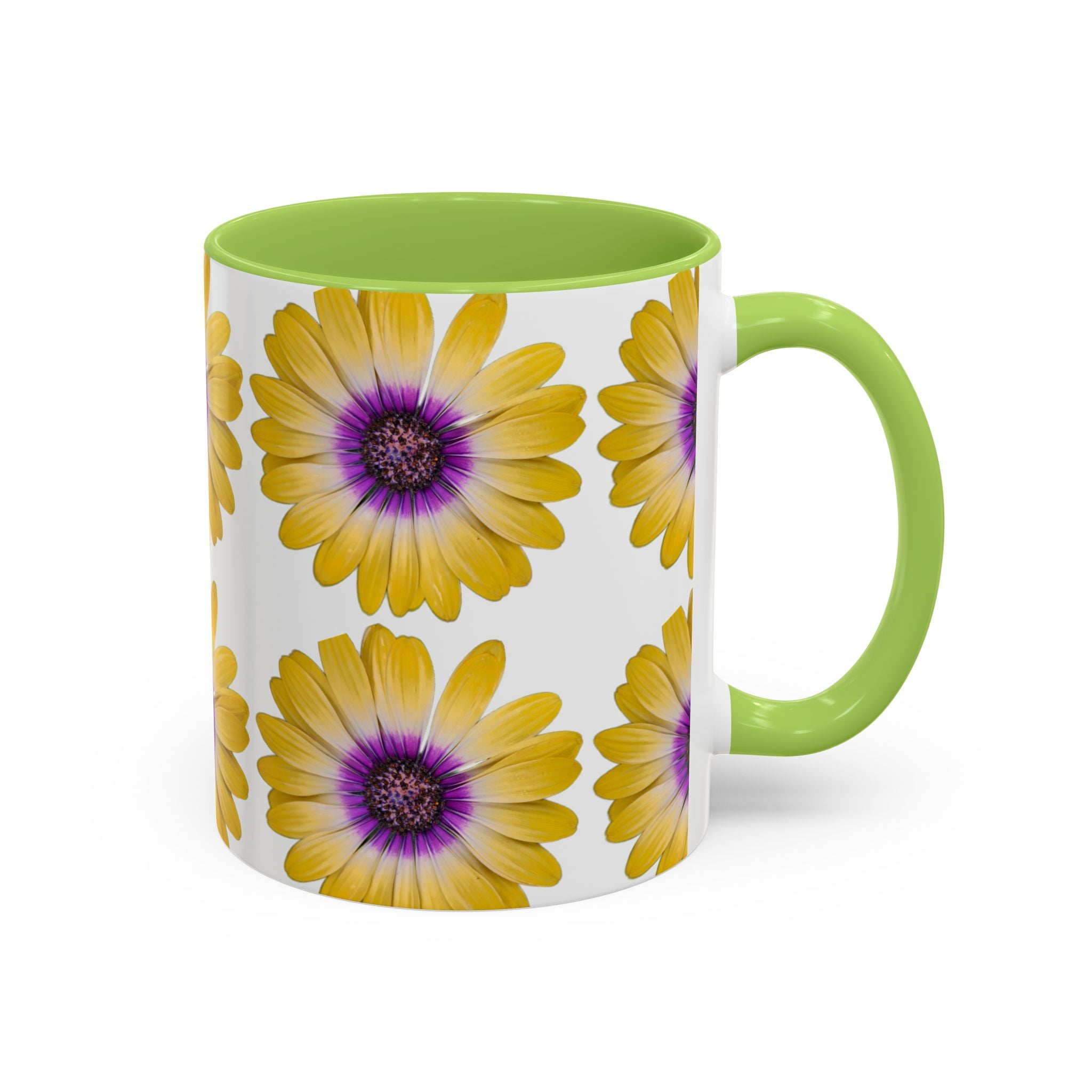 Yellow Purple Daisy Accent Coffee Mug – Floral Pattern 11/15oz