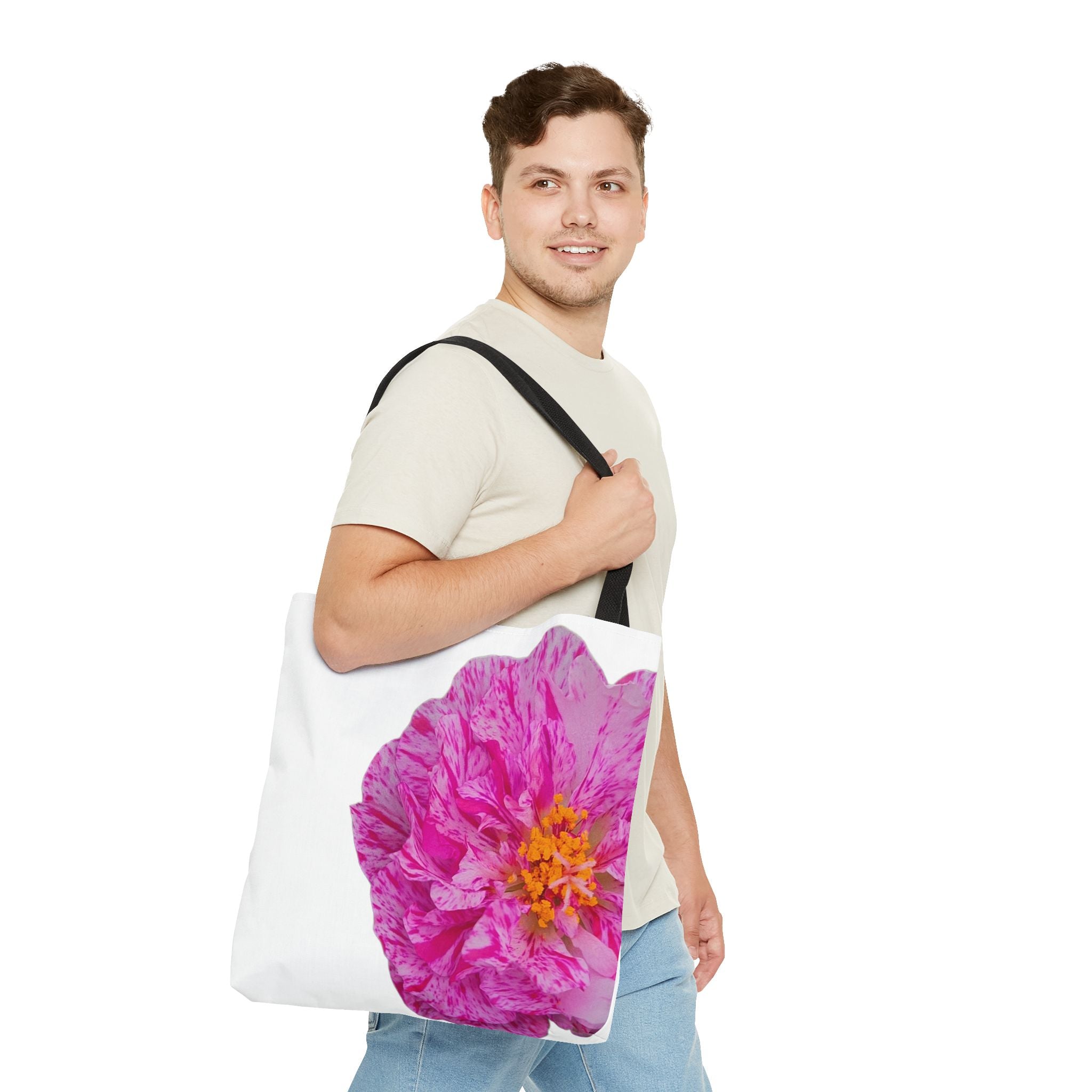 Pink Peony Floral Tote Bag — Bright Bloom All-Over Print