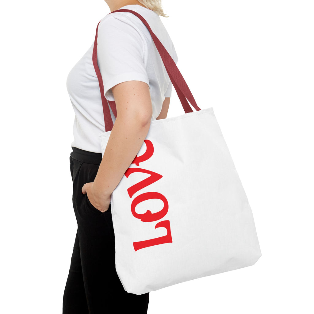 LOVE Vertical Red Tote Bag – Romantic Valentine’s Day Canvas Tote