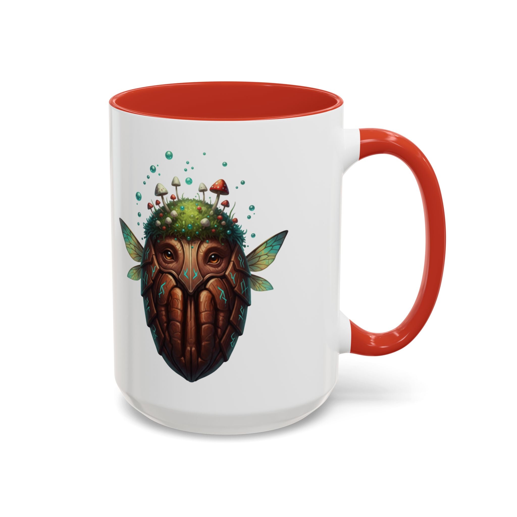 Mushroom Forest Mask Accent Coffee Mug — Fantasy Woodland Creature 11/15oz
