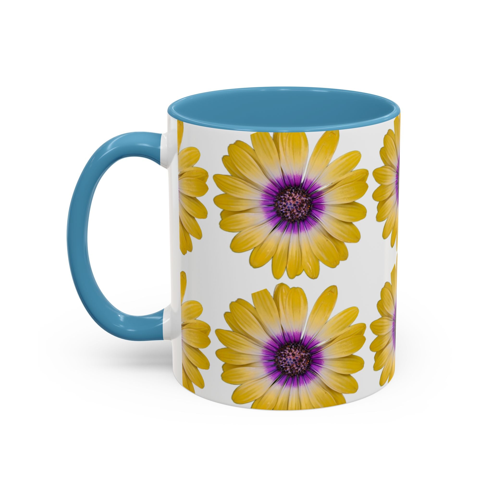 Yellow Purple Daisy Accent Coffee Mug – Floral Pattern 11/15oz