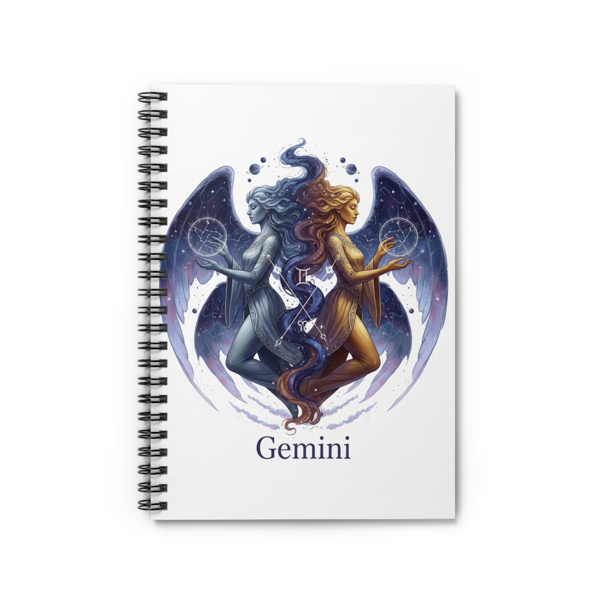 Gemini Zodiac Spiral Notebook — Astrological Twin Stars Ruled Journal