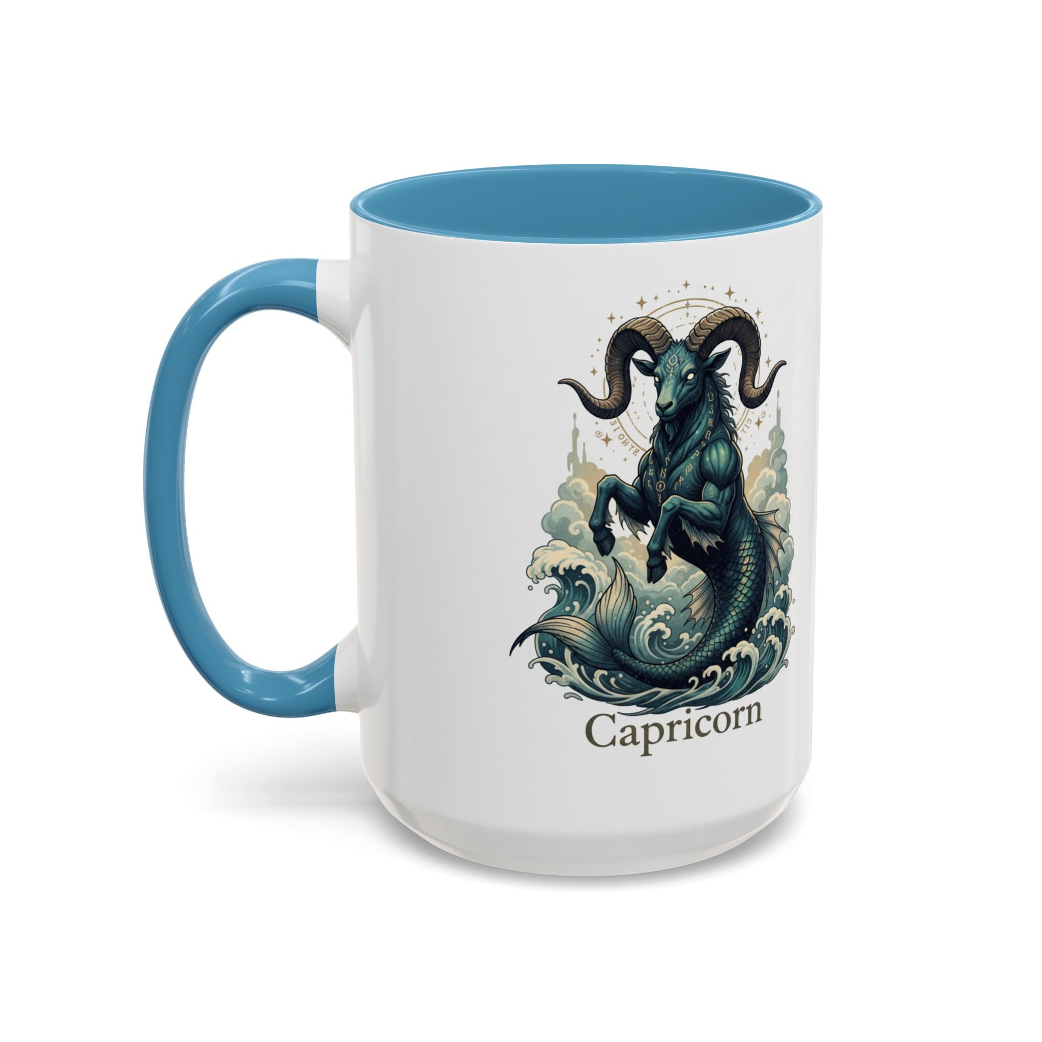 Capricorn Sea-Goat Accent Coffee Mug — Zodiac Astrology Ceramic Gift (11/15oz)
