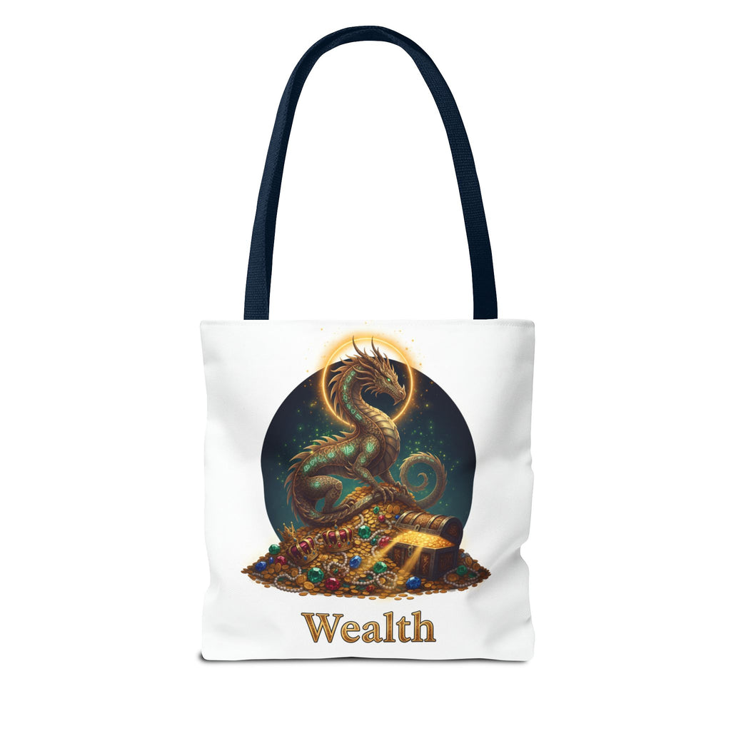 Wealth Dragon Tote Bag — Fantasy Dragon Treasure Illustration Tote