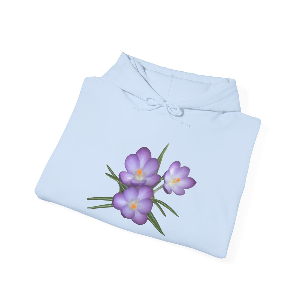 Purple Crocus Floral Hoodie — Spring Flower Graphic Sweatshirt