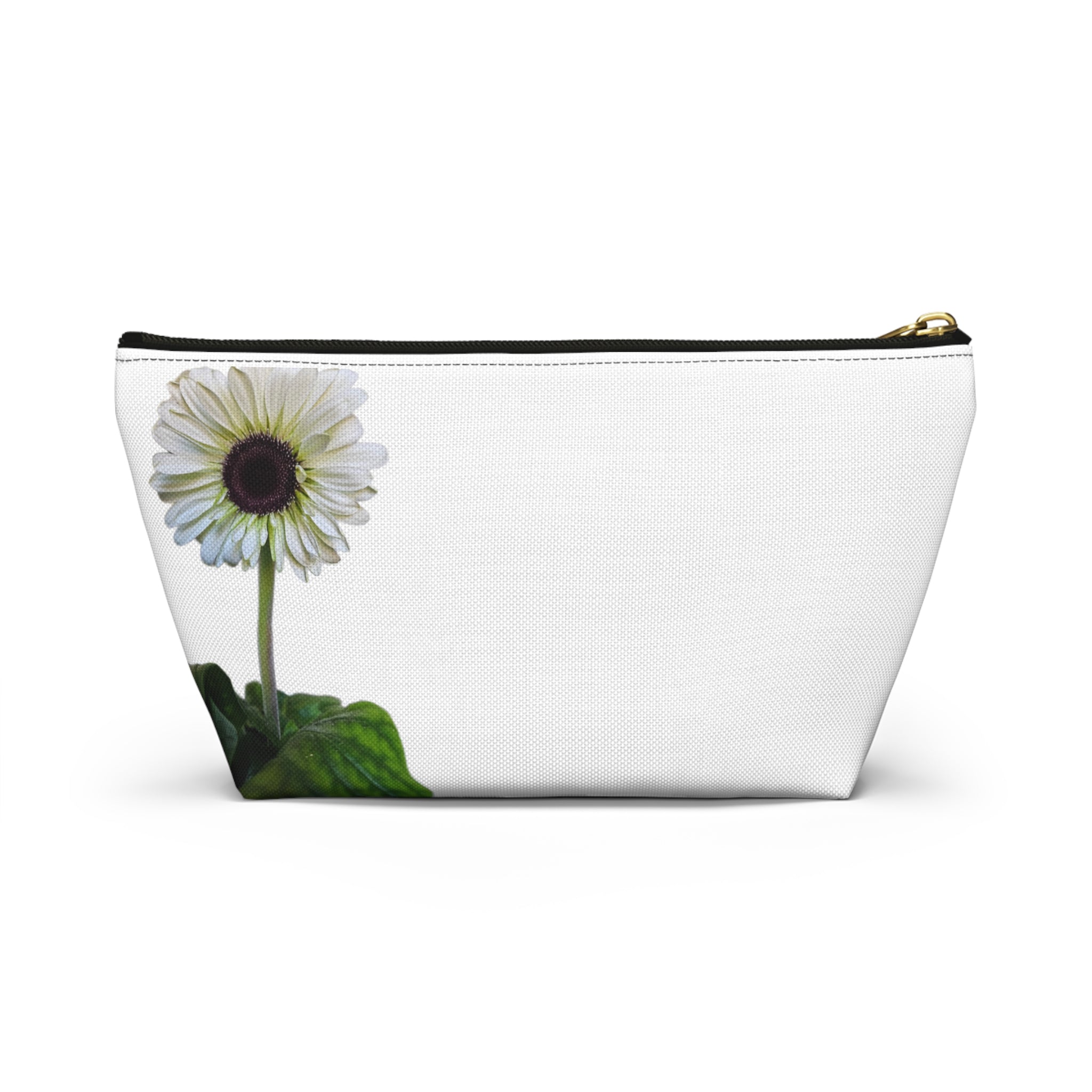 Floral Daisy Accessory Pouch — Small T‑Bottom Makeup & Travel Organizer