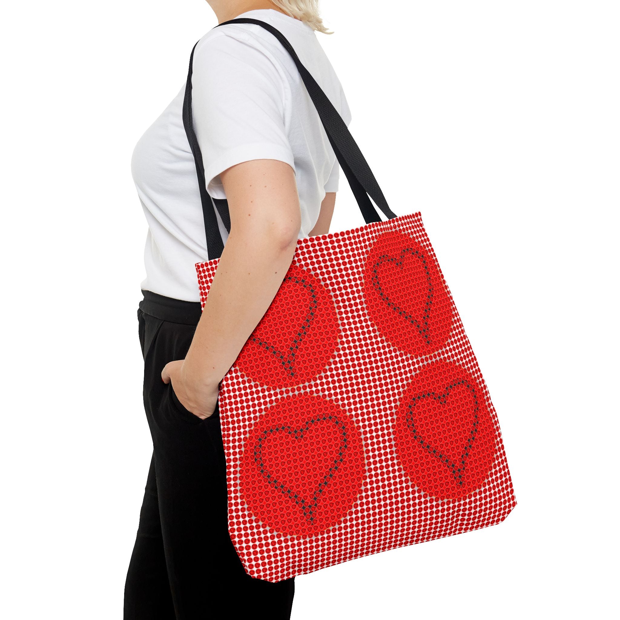 Heart Pattern Tote Bag — Red Valentine All-Over Print Canvas Tote